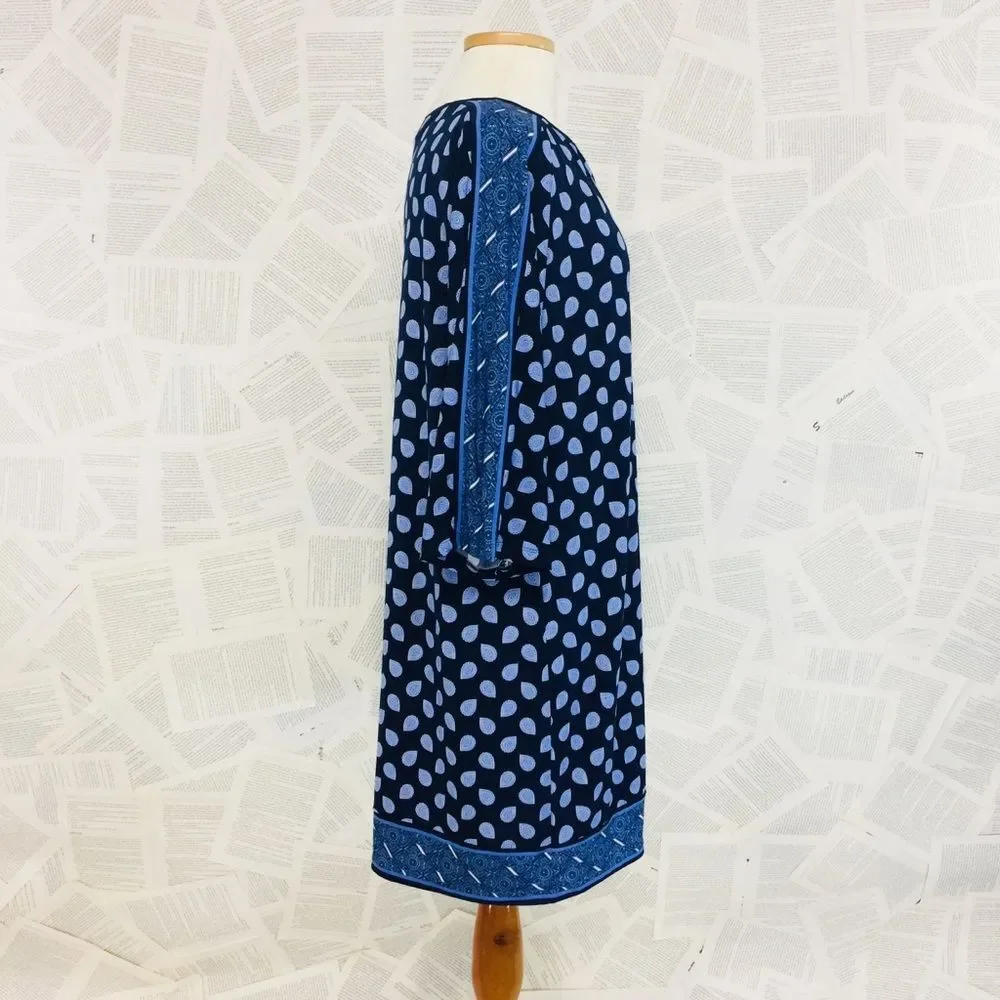 Michael Kors Navy Pasley Shift Dress Stretchy L